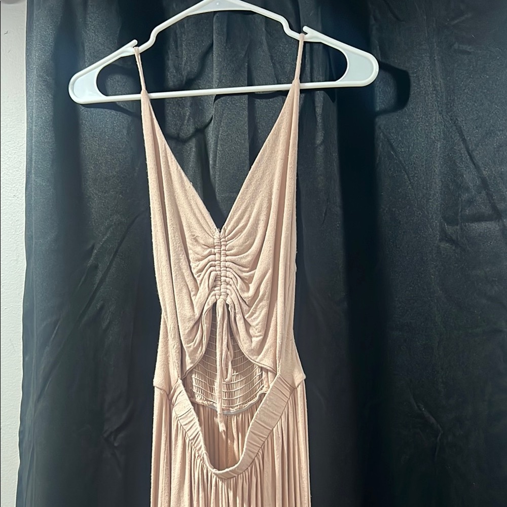 Elegant Cream Ruched Jumpsuit
